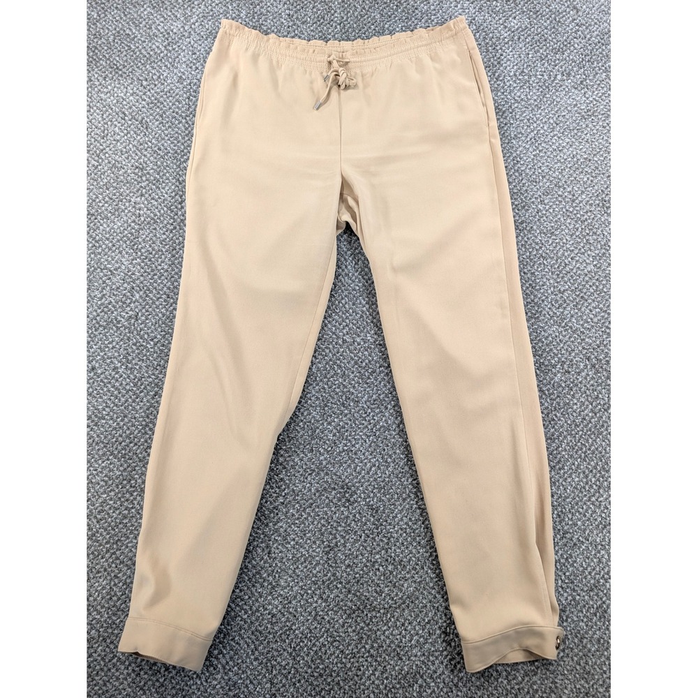 Lauren Ralph Lauren Tan Beige Jogger Pants Gold Button Cuff Size 8 Active Wear